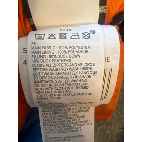 Rossignol Cesar Mens Orange Full-Zip Hooded Down Puffer Jacket Size M - Picture 10 of 11